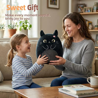 PEACH CAT Black Cat Stuffed Animal 12" Cute Plushies Soft Plush Toys Gifts for Kids