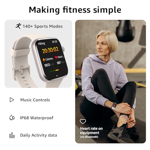 Smart Watch for Men Women, Bluetooth Calling, 1.85" HD Touch Screen Fitness Tracker, 140+ Sports Modes, Heart Rate Sleep Monitor, DIY Dial, IP68 Waterproof, Compatible with Android & iOS(Starlight)