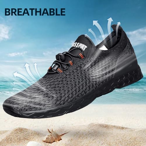 DOUSSPRT Men's Water Shoes Quick Dry for Beach Swim Pool Fishing Darkblack