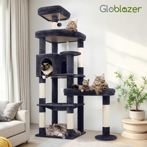 Globlazer Large Platform Cat Tree for Indoor Cats Large Adult, Dark Grey