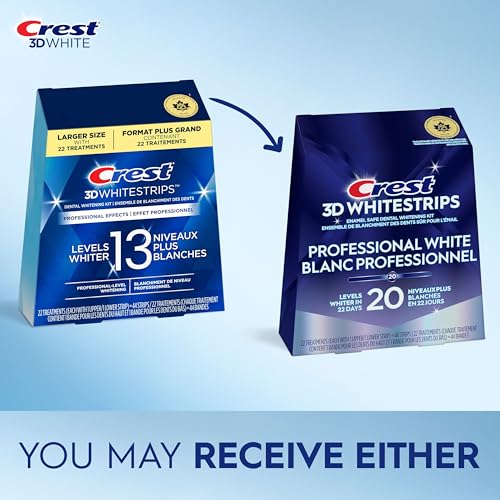 Crest 3D Whitestrips Professional White At-Home Teeth Whitening Kit, 22 Treatments, 20 Levels Whiter
