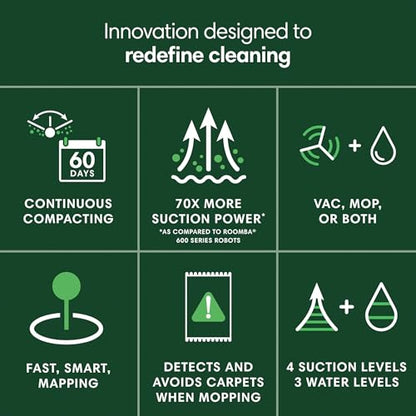 iRobot Roomba 205 DustCompactor Combo Robot Vac & Mop - Compacts Dirt Inside, No Emptying for 60 Days, Space Saving, No Dock, No Bags, Intense Power-Lifting Suction, LiDAR Navigation, Multi-Surface