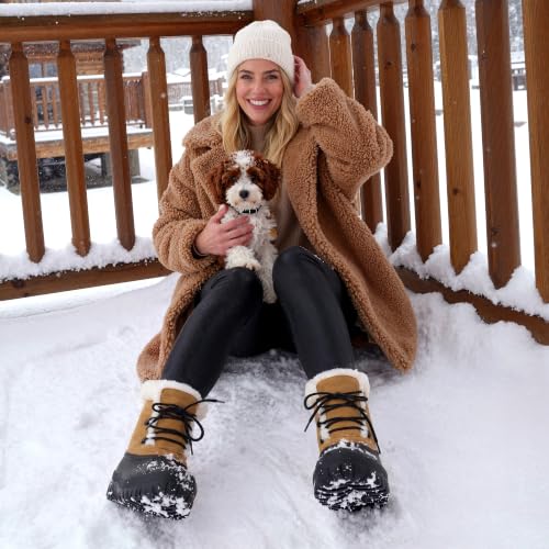 DREAM PAIRS Women's Waterproof Winter Snow Boots,Chestnut,9