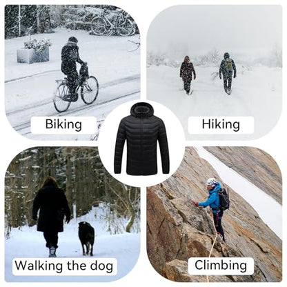 CHANGEOWN Heated Jackets for Women & Men, Dual-Control 15 Heating Zones Unisex Heating Jacket Coat with Battery, 3 Heating Levels Windproof & Waterproof Heating Jacket for Winter Outdoor, X-Large