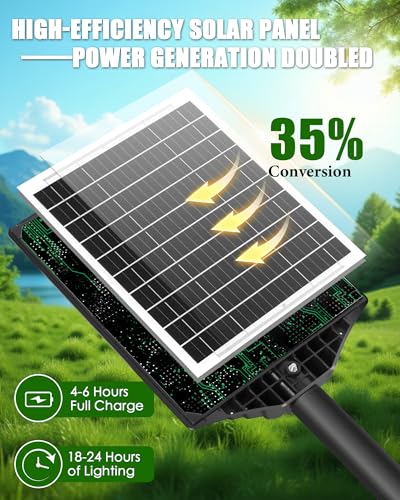 Solar Lights Outdoor 12000LM -6500K Solar Street Light, IP66 Waterproof Solar Flood Lights Outdoor with Motion Sensor & Dusk to Dawn, Solar Motion Sensor Light Outdoor Easy Installation, Pack of 2