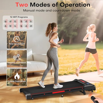 Walking Pad, FOUSAE 3 in 1 Max 6.2 MPH Treadmill for Home with Double Frame 330 LB Weight Capacity, Powerful 2.5 HP Wider Belt Walking Pad with 9% Incline, 12 HIIT Programes, Magnetic Remote Control