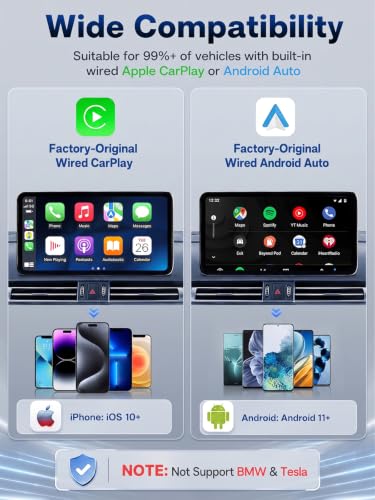 Wireless CarPlay & Android Auto Dongle, Convert Wired to Wireless Car Play