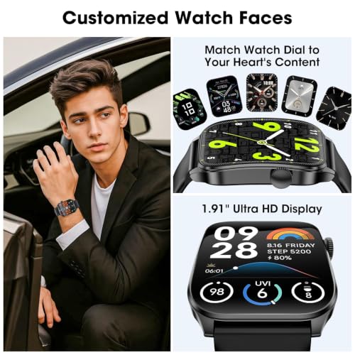 Curve Smart Watch for Men Women, 1.91" Smartwatches with 120+ Sport Modes, Fitness Tracker with Bluetooth Call, Waterproof Activity Tracker Smartwatch for iOS Android Phones