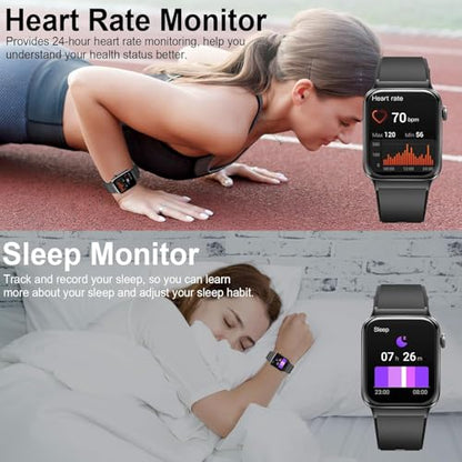 Smart Watch for Men Women,1.91" HD Touch Screen Fitness Watch with Heart Rate/Sleep/SpO2 Monitor, Smartwatch Pedometer 100+ Sports Modes, IP68 Waterproof Sport Watch for Android iOS,Black