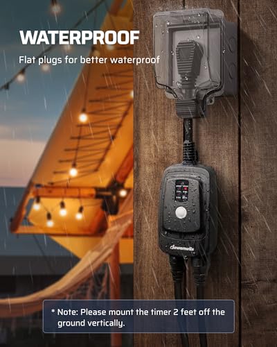 DEWENWILS Outdoor Timer for Lights, 100FT Remote Control with 2 Outlets