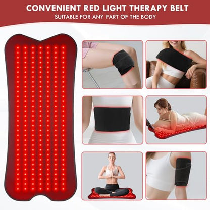 Red Light Mat for Body, 31.5" x 14" Large Red Light Mat,210LEDs 660nm&850nm Red & Near Infrared Light 5 Brightness and 5 Time Settings for Legs, Back, Waist, Shoulders Neck Black