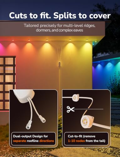 Lepro E1 Plus AI Permanent Outdoor Lights, 50ft 30 RGBIC LEDs Eave Lights