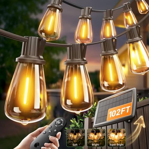 addlon 102FT(96FT+6) Solar String Lights Outdoor with Remote, Waterproof