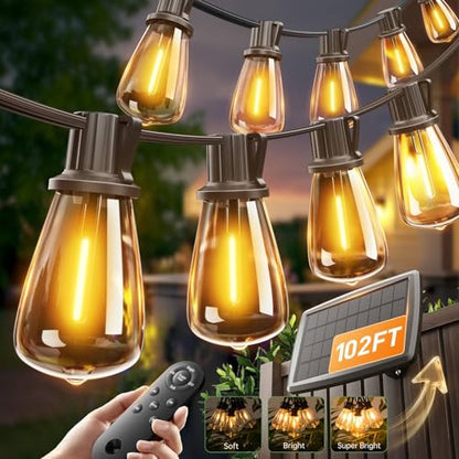 addlon 102FT(96FT+6) Solar String Lights Outdoor with Remote, Waterproof