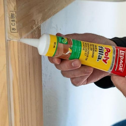 LePage Polyfilla Trim and Baseboard Wood & Wall Filler, 162 ml Tube 1 Pack | Fast-setting Acrylic Trim & Baseboard Filler. Sandable And Paintable In 30 Mins. Water Cleanup