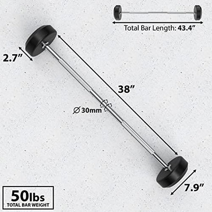 Synergee Fixed 50 lb Barbell – Pre Weighted Straight Bar
