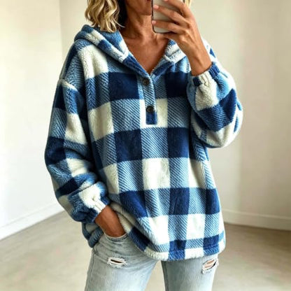 Generci Womens Xmas Fuzzy Hoodie Plush Fleece Sweatshirt Soft Cozy Pullover