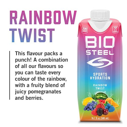 BioSteel Electrolyte Sports Drink, Rainbow Twist, 12-Pack, Zero Sugar