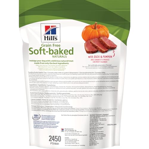 Hills Grain Free Soft-Baked Naturals Dog Treats, Duck & Pumpkin, 8 oz Bag