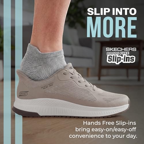 Skechers Men's Hands Free Slip-ins-Bobs Sport Squad Chaos 4 Sneaker, Dark Taupe, 9