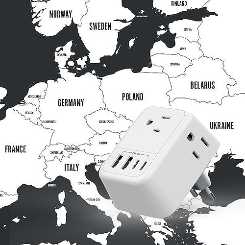 VYLEE European Travel Plug Adapter, Type C Foldable Power Adaptor [1 Pack]
