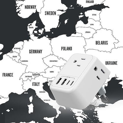VYLEE European Travel Plug Adapter, Type C Foldable Power Adaptor [1 Pack]