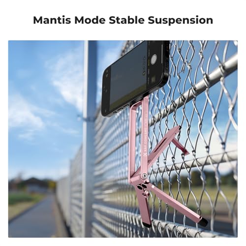 K&F CONCEPT Magnetic Phone Tripod Stande, 23N Strong Magnetic Mini Tripod Aluminium Alloy Pocket Selfie Stick, Mag Safe Phone Holder Compatible with iPhone 17 16 15 14 13 12 Series(Pink)