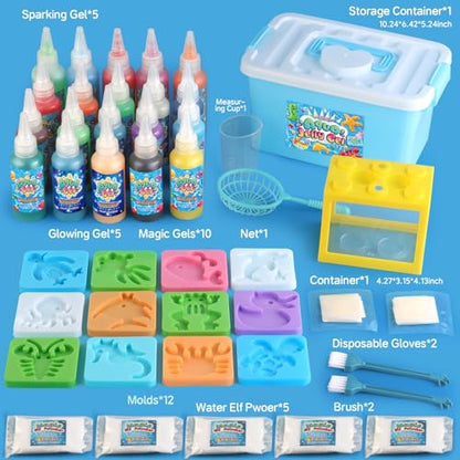 wookidel Magic Gel Water Elf Toy Kit, Aqua Fairy Water Gel Kit for Kids | 20PCS Gels Water Pets, DIY Squishy Maker Kit, Make Your Own Squishies Toys, Creative Art Craft Gift for Girls Christmas