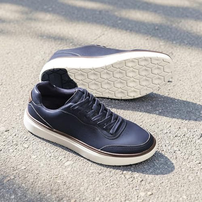 Bruno Marc Men's Leather Sneakers Casual Skate Shoes,Dark Blue,9