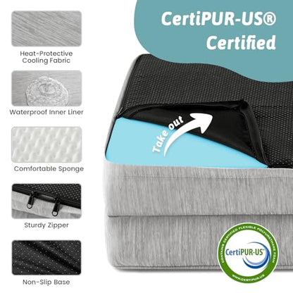 COZY KISS Cooling Dog Bed, Q-Max >0.4 Orthopedic Foam Dog Bed with Sides, Removable Cover & Waterproof Lining and Nonskid Bottom, Comfortable Pet Beds for Dogs, Grey (36" L x 27" W x 6.5" Th)