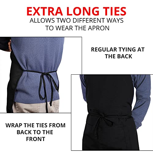 Utopia Kitchen Adjustable Bib Aprons, 2-Pack with Pockets, Black