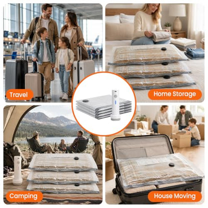 Vacuum Bags For Travel With Cordless Electric Pump, 12 Pack Storage Bags
