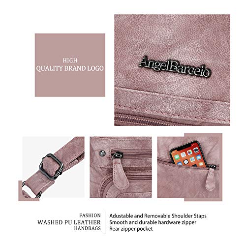 Angel Barcelo Crossover Purse and Handbags Crossbody Bags for Women,Ultra Soft Leather Neatpack Bag Shoulder Purses for Girl (D.PINK)