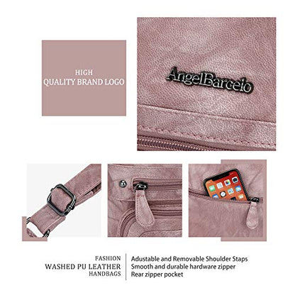 Angel Barcelo Crossover Purse and Handbags Crossbody Bags for Women,Ultra Soft Leather Neatpack Bag Shoulder Purses for Girl (D.PINK)