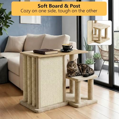 Large Cat Scratcher Side Table for Couch, Couch Protector End Table
