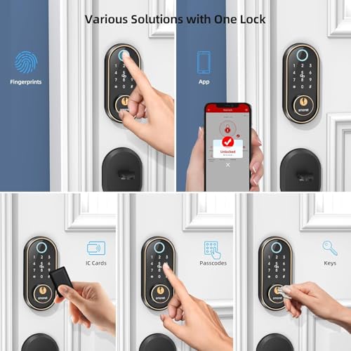 SMONET Smart Deadbolt Fingerprint Lock - Bluetooth Keyless Entry Door Lock
