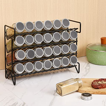Vtopmart 4-Tier Spice Rack Organizer with 28 Pcs Spice Jars, Black