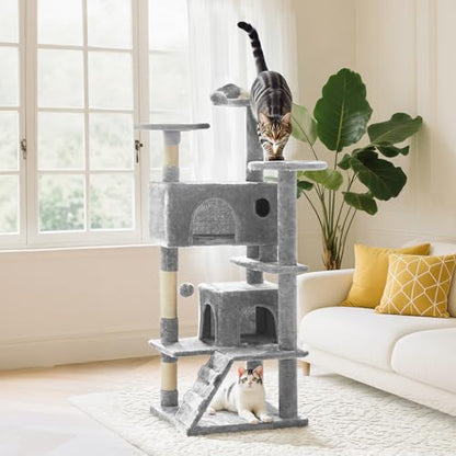 Sweetcrispy 138cm Cat Tree Tower with Scratching Posts, Indoor Use