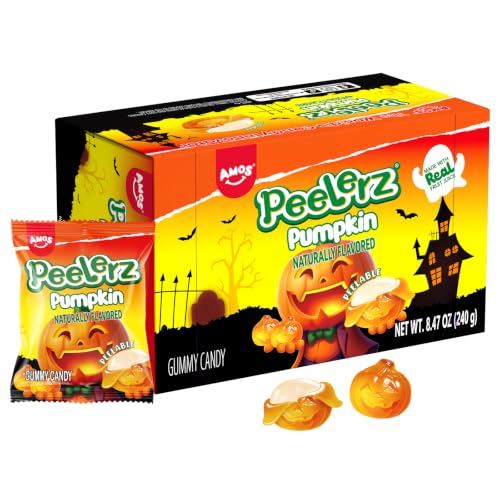 AMOS Peelerz Peelable Gummy Candy 240g Halloween Pumpkin Shaped Mixed Fruit Flavors 1 Box