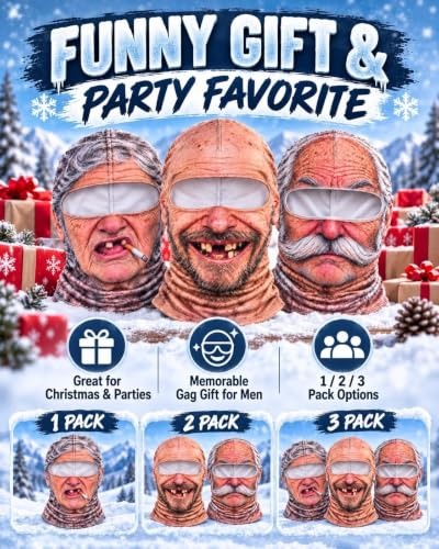 Old Man Ski Mask Winter Funny Realistic Face Balaclava 3D Printed Full Face
