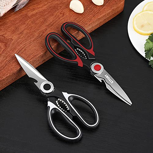 Kitory Premium Kitchen Shears 2-Pack Kitchen Scissors Ultra Sharp Shears, Heavy Duty Scissors with Sheath Multi-Function Food Scissors for Poultry, Fish, Vegetables, Herbs, BBQ, Chicken, 2023 Gifts