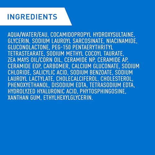 CeraVe Salicylic Acid Cleanser, Renewing Exfoliating Face Wash With Vitamin D for Normal Skin, Fragrance Free, Verified by CeraVe, 473ml