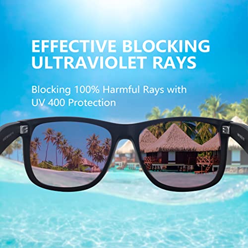 MAXJULI Polarized Big Sunglasses for Men and Women with Big Heads,UV400 Protection Rectangular Sun Glasses,Ideal for Driving Cycling and Running 8806（Grey+Revo Pink）
