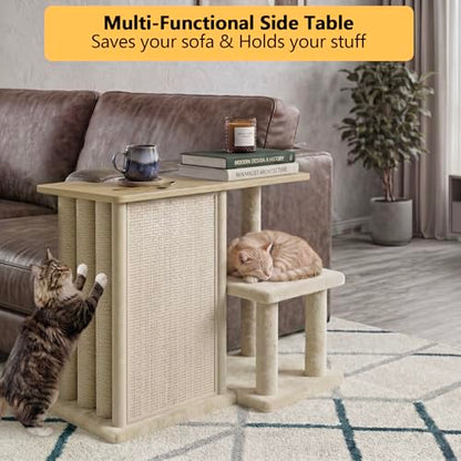 Large Cat Scratcher Side Table for Couch, Couch Protector End Table