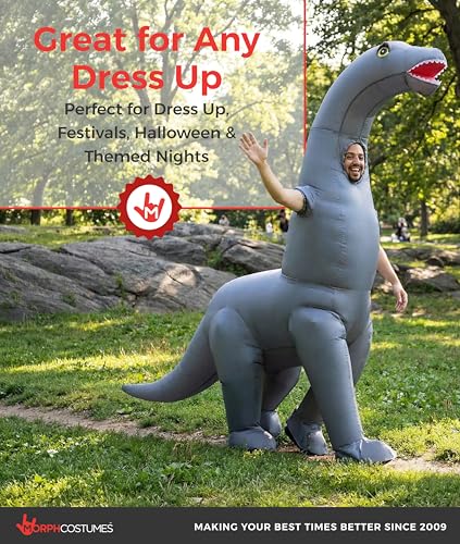 Morph Brontosaurus Costume, Diplodocus Inflatable Costume Dinosaur, Inflatable Halloween Costumes Adults
