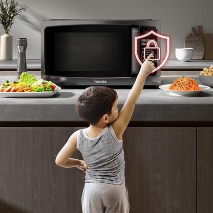TOSHIBA Microwave Oven, 0.9 Cu. Ft., 900W, Black Stainless Steel