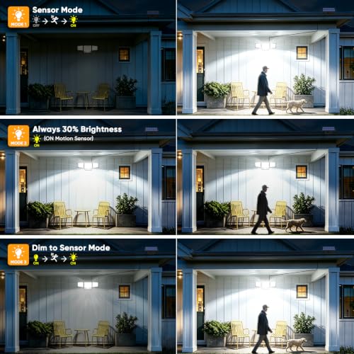Solar Motion Sensor Light Outdoor IP65 Waterproof with 15.75FT Cable 2Pack
