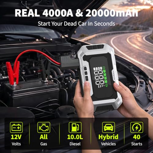W310 Real 4000A Jump Starter with Air Compressor, Car Battery Booster Pack