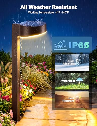 VOLISUN Solar Pathway Lights, 8 Pack LED Solar Lights Outdoor Waterproof, Garden Lighting for Yard Path Landscape Lawn Walkway Driveway, Brown