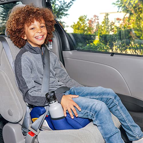 Diono Solana 2022, No Latch, Single Backless Booster Car Seat, Lightweight, Machine Washable Covers, Cup Holders, Blue